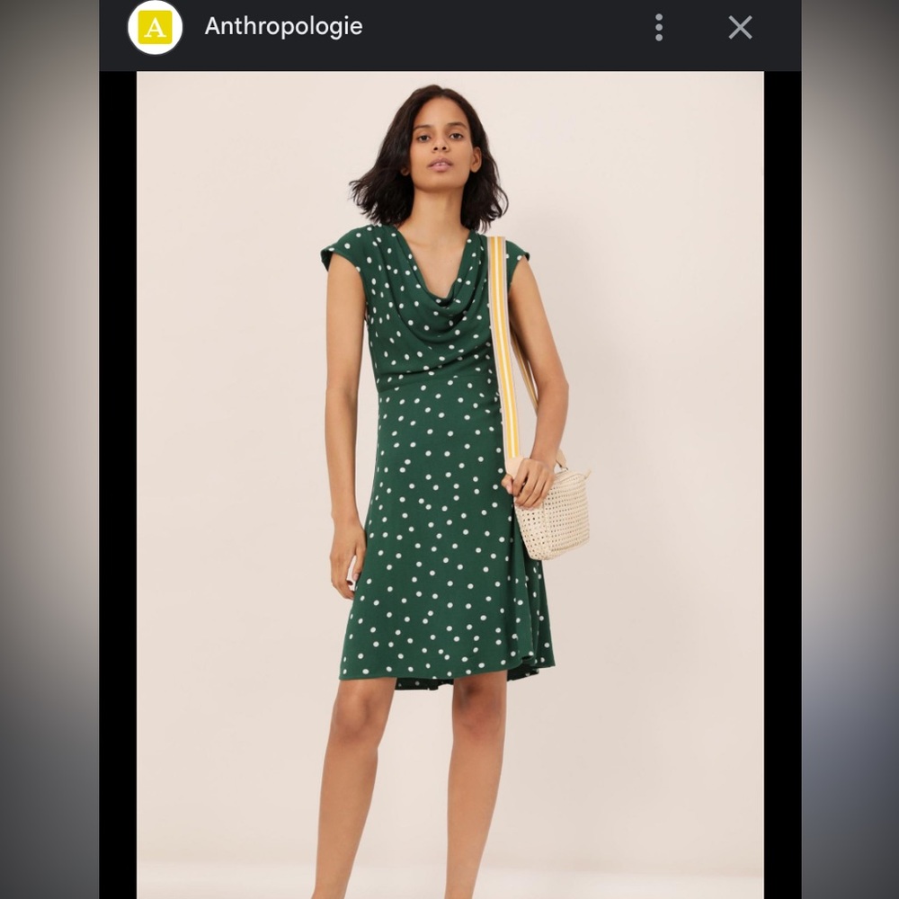 Anthropologie Maeve dress - green with polka dots